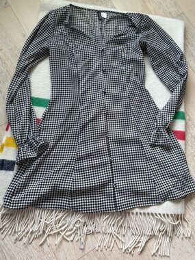 Divided Black & White Houndstooth Blouse